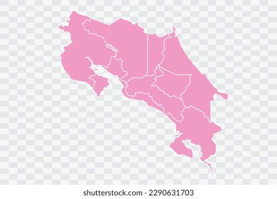 Costa Rica Map pink Color Background quality files png