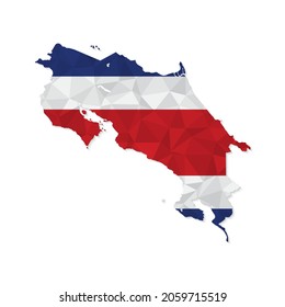 Mapa de Costa Rica de estilo poligonal sobre fondo blanco. Ilustración vectorial eps 10.
