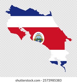 Costa Rica map silhouette with flag on white background