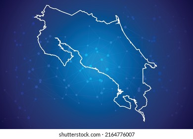 Costa Rica Map  Technology  with network connection background