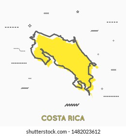 Costa Rica map in thin line style with small geometric figures. Vector illustration modern concept