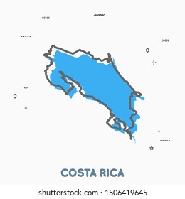 Costa Rica map in thin line style with small geometric figures. Vector illustration modern concept