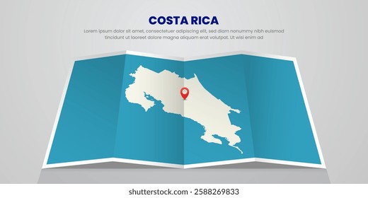 costa rica map travel with capital pin tag location design Illustration