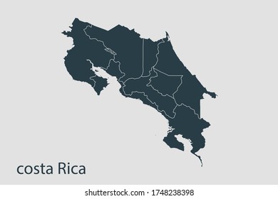 costa Rica map vector, Abstract design vector illustration Eps 10. Navy color.High Detailed on white background.