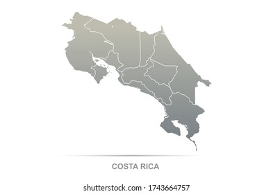 costa rica map. vector map of costa rica in central amercia country.