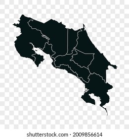 Costa Rica Karte Vektor. dunkle Farbe. einzeln auf transparentem Hintergrund.