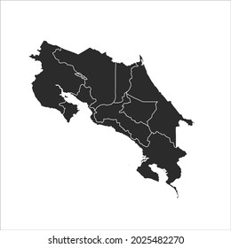 Costa Rica map vector, dark color.isolated on transparent background. 