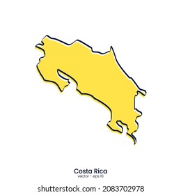 Costa Rica map vector illustration template design. Outline style.