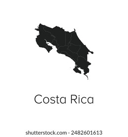 Costa Rica Map Vector Illustration - Silhouette, Outline, Costa Rica Travel and Tourism Map