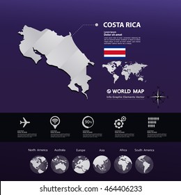 Costa Rica Map vector illustration
