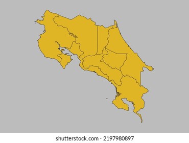 Costa Rica map vector, Isolated on gray background