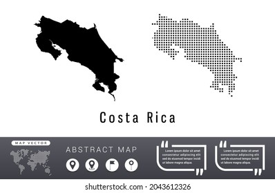 Costa Rica map vector set halftone dots black.