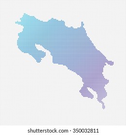Costa Rica Map Vector (small dots objects)