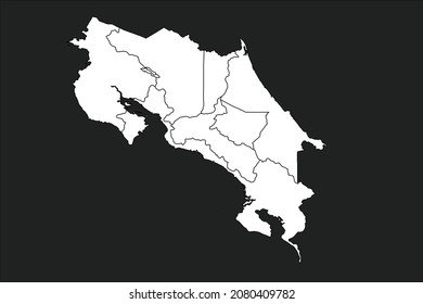 Costa Rica map White Color on black Background