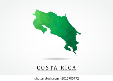 Costa Rica Map - World Map International vector template, low polygon style with green color isolated on white background - Vector illustration eps 10