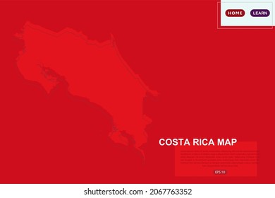Costa Rica Map - World Map International vector template with red color and outline sketch isolated on red background for education, design, website, banner - Vector illustration eps 10