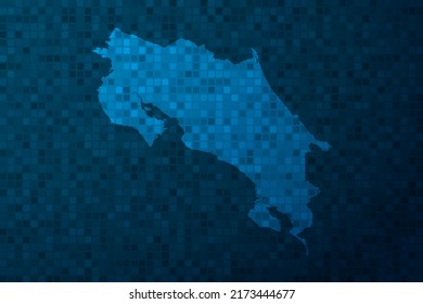 Costa Rica Map - World Map international vector template with technology style isolated on blue pixel background for education, design, website, infographic - Vector illustration eps 10