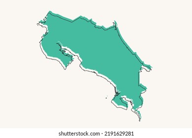 Costa Rica Map - World map International vector template with black and green geometric shapes and lines style isolated on white background for design, infographic - Vector illustration eps 10