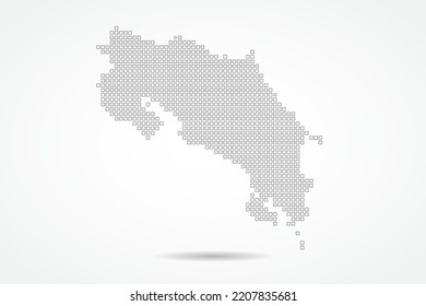 Costa Rica Map - World map vector template with square pixel thin black and outline sketch style isolated on white background for education, infographic, design - Vector illustration eps 10