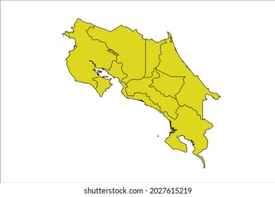 Costa Rica map yellow Color on Backgound