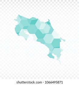 Costa Rica map-Polygonal map is made of colorful hexagons using the gradient method. On a plain background. Vector illustration eps 10.