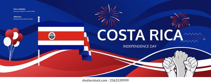 Costa Rica National Day festive banner background patriotic for national holiday celebrating. Happy Independence day of Costa Rica September 15th