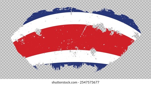 Costa Rica national flag with distressed stroke brush effect on isolated background