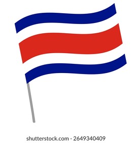 Bandeira nacional da Costa Rica flutters with flagpole