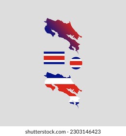 Costa Rica national flag and map vectors set....