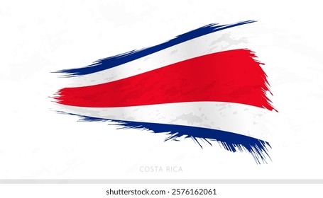 Costa Rica National Flag with Textured Brush Strokes. Artistic Brush Stroke Design.