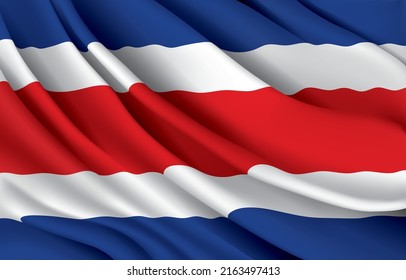 costa rica national flag waving realistic vector illustration