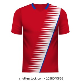 Costa Rica national soccer team shirt in generic country colors for fan apparel.