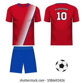 Costa Rica national soccer team shirt in generic country colors for fan apparel