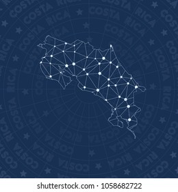 Costa Rica network, constellation style country map. Elegant space style, modern design. Costa Rica network map for infographics or presentation.