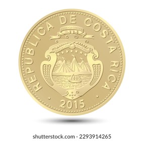 Costa Rica one hundred colones coin on a white isolated background. Vector illustration.