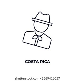 costa rica outline icon. Linear vector from people concept. Thin line costa rica icon isolated on white background