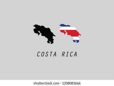 Costa Rica outline map country shape state borders 