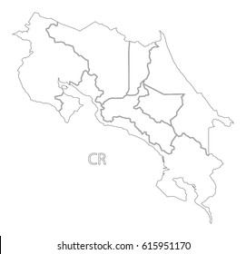 Costa Rica Outline Silhouette Map Illustration Stock Vector (Royalty ...