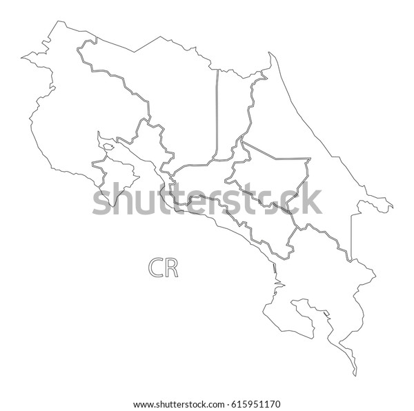 Costa Rica Outline Silhouette Map Illustration Stock Vector (Royalty ...