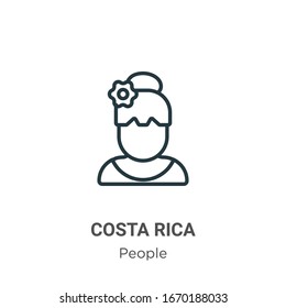 Costa rica outline vector icon. Thin line black costa rica icon, flat vector simple element illustration from editable people concept isolated stroke on white background