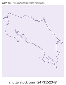 Costa Rica plain country map. High Details. Outline style. Shape of Costa Rica. Vector illustration.