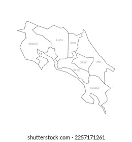 Mapa político de divisiones administrativas de Costa Rica