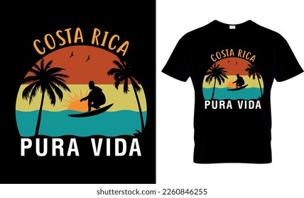 Costa rica pura vida, sommerlicher T-Shirt-Design-Vektorgrafik, Sommer kreatives T-Shirt-Design,
sommerlicher Strand-T-Shirt, Vektordesign, Typografie Grafik-T-Shirt-Design-Vektorgrafik.


