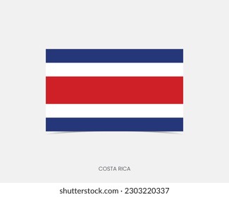 Costa Rica Rectangle flag icon with shadow.