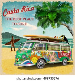 Costa Rica retro poster.