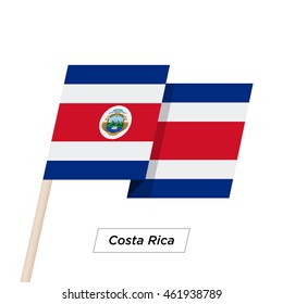 Costa Rica Ribbon Waving Flag Isolated on White. Vector Illustration. Costa Rica Flag with Sharp Corners
