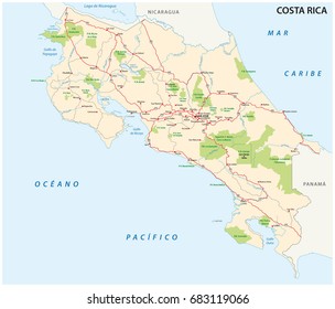 costa rica road and national park map