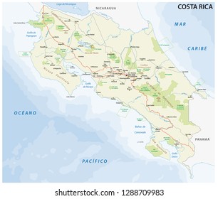 costa rica road and nationalpark vector map