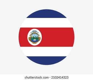 Costa Rica Round Country Flag. Circular Costa Rican National Flag. Republic of Costa Rica Circle Shape Button Banner. EPS Vector Illustration.