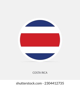 Costa Rica round flag icon with shadow.